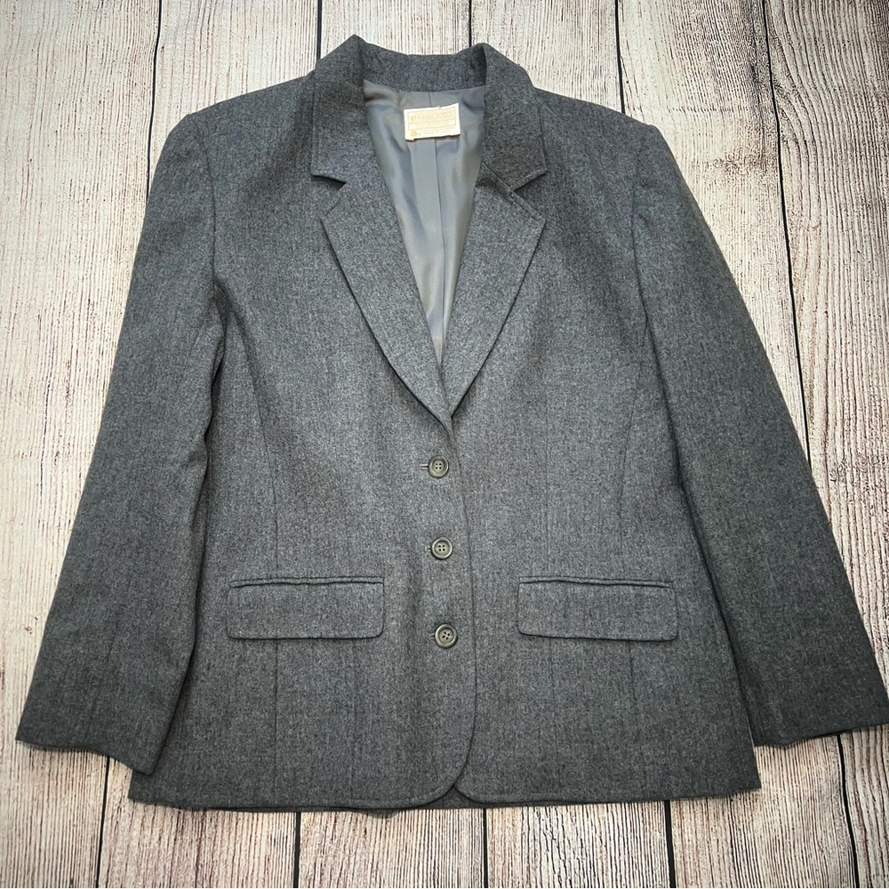 Vintage Pendleton Women’s Gray Fully Lined Blazer Size‎ 10 Classic Preppy Wool